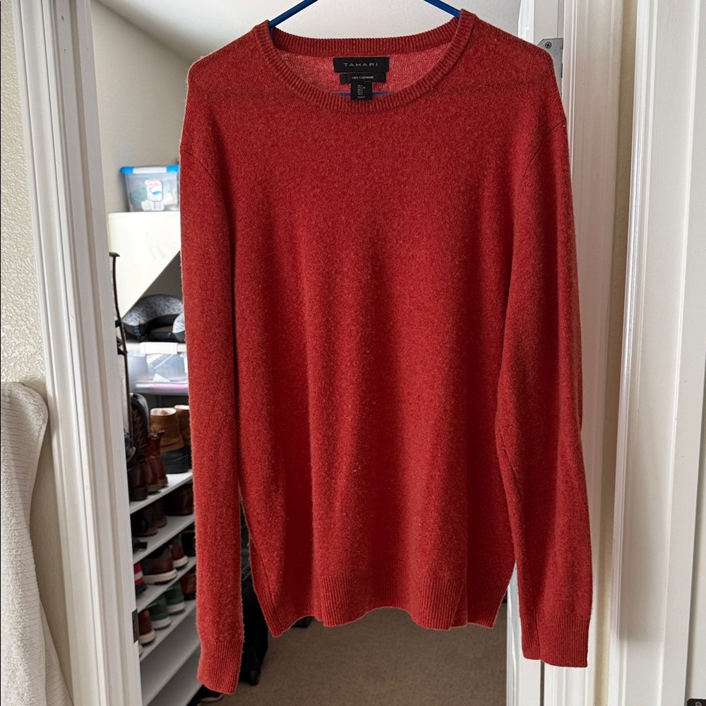 Tahari Women's Vibrant Red Crew Neck Sweater